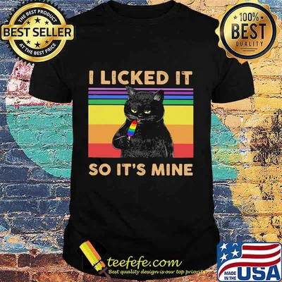 LGBT Black Cat Cream I licked it so it's mine vintage retro shirt