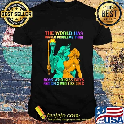 LGBT Jesus The world has bigger problems than boys who kiss boys and girls who kiss girls shirt