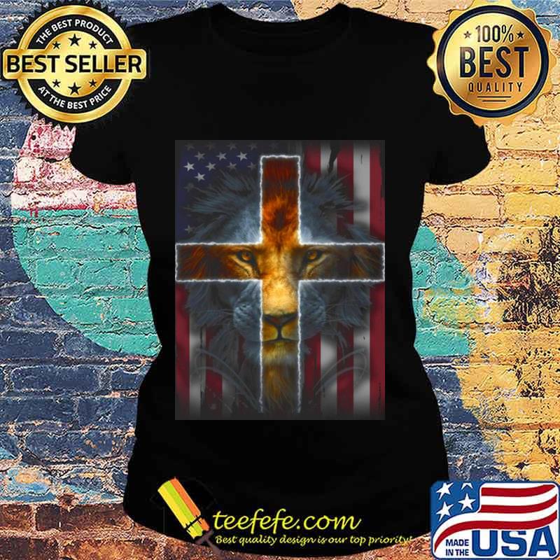 Lion king jesus american flag independence day s Ladies tee Lion king jesus american flag independence day s Ladies tee