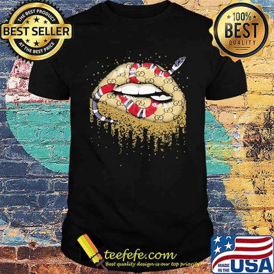 Lips snake gucci logo shirt