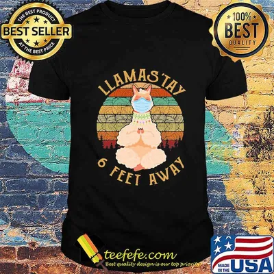 Llamas'tay 6 Feet Away Sheep Yoga Vintage Retro Shirt
