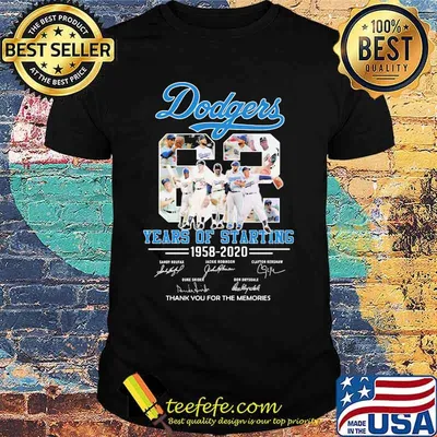 Los angeles dodgers 62 years of starting 1958 2020  thank you for the memories signatures shirt