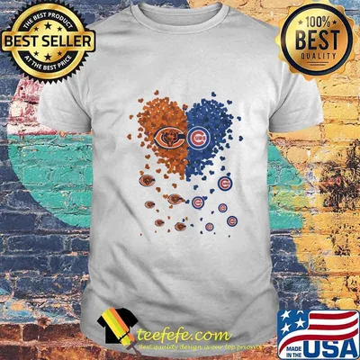 Love chicago bears and chicago cubs hearts shirt