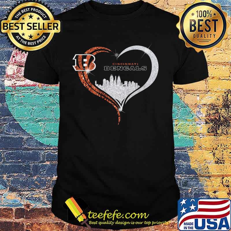 Love cincinnati bengals logo heart diamond shirt Love cincinnati bengals logo heart diamond shirt