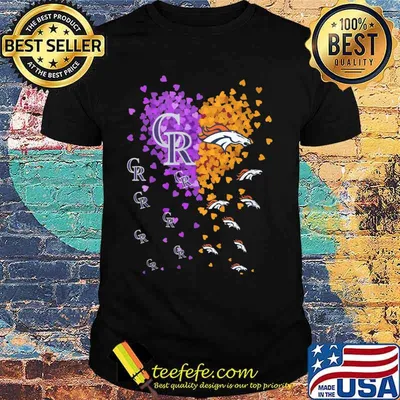 Love colorado rockies and denver broncos hearts shirt