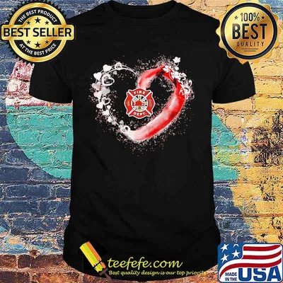 Love firefighter heart flowers shirt