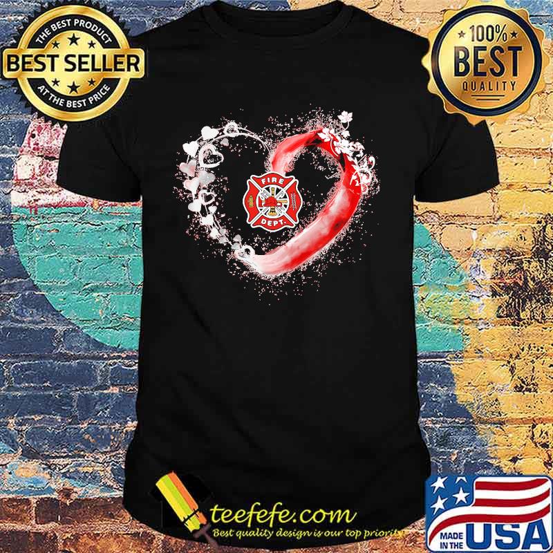 Love firefighter heart flowers shirt Love firefighter heart flowers shirt