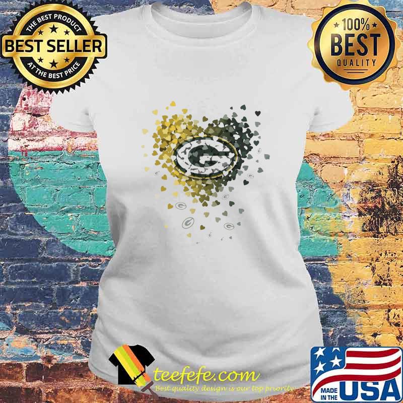 Love green bay packers hearts s Laides tee Love green bay packers hearts s Laides tee