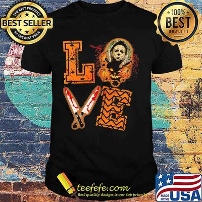 Love halloween michael myers knife bloods shirt