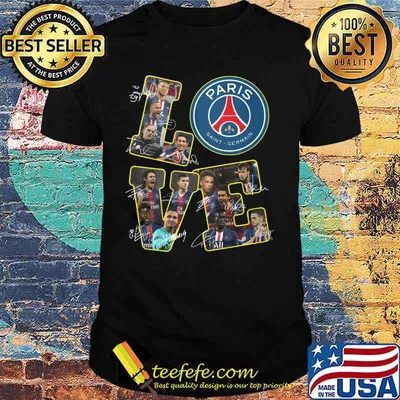 Love paris saint germain soccers signatures shirt