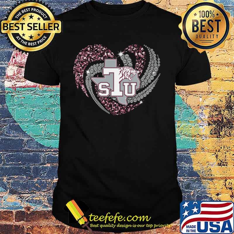 Love texas southern university logo heart diamond shirt