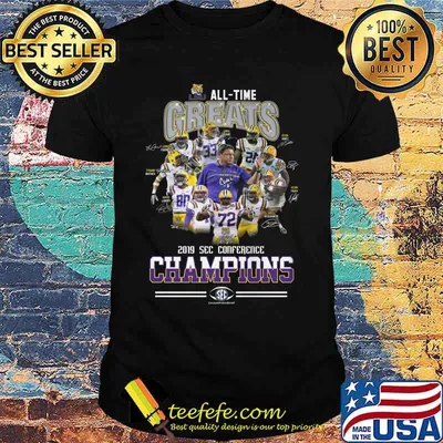 Lsu tigers all time great 2019 sec conference champions signatures shirt
