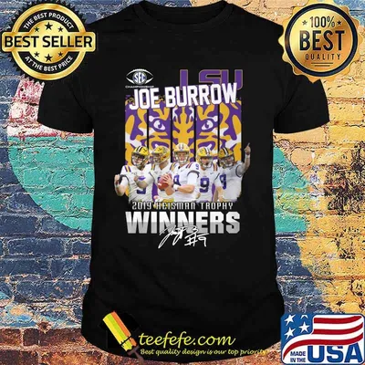 Lsu tigers joe burrow 2019 heisman trophy winners signature shirt