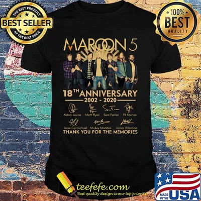 Maroon 5 18th anniversary 2002 2020 thank you for the memories signatures shirt