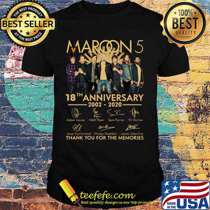 Maroon 5 18th anniversary 2002 2020 thank you for the memories signatures shirt