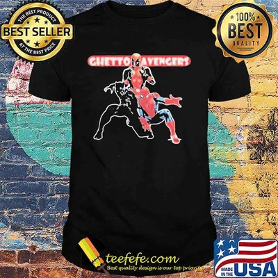 Marvel heroes black panther deadpool and spiderman ghetto avengers shirt