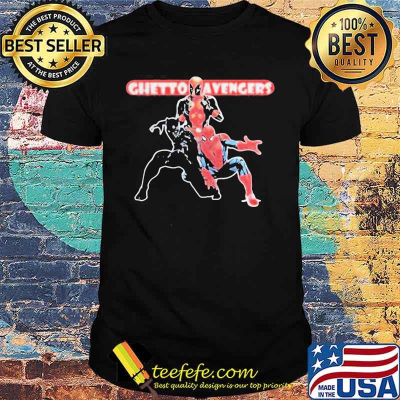 Marvel heroes black panther deadpool and spiderman ghetto avengers shirt