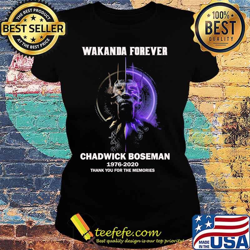 Marvel heroes black panther wakanda forever chadwick 1976 2020 thank you for the memories s Ladies tee Marvel heroes black panther wakanda forever chadwick 1976 2020 thank you for the memories s Ladies tee