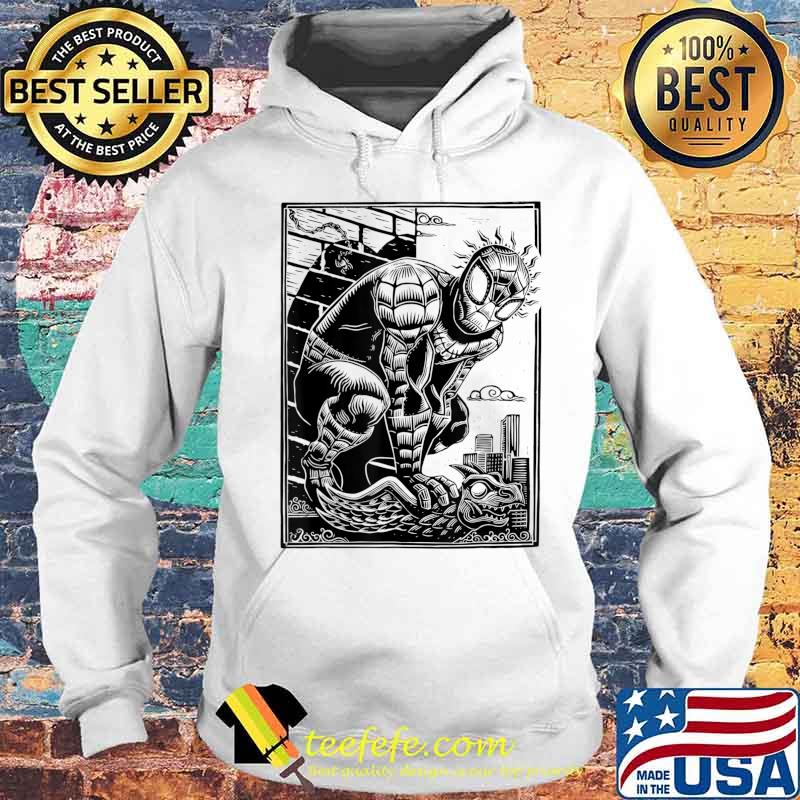 Marvel Spider-Man Linocut White T-Shirt Hoodie Marvel Spider-Man Linocut White T-Shirt Hoodie
