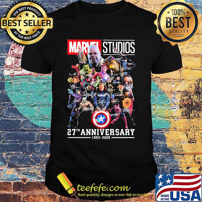 Marvel studios 27th anniversary 1993 2020 signatures shirt Marvel studios 27th anniversary 1993 2020 signatures shirt