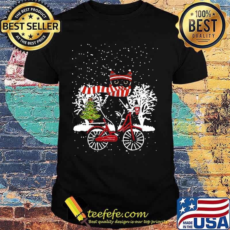 Merry christmas cat riding bicycles shirt