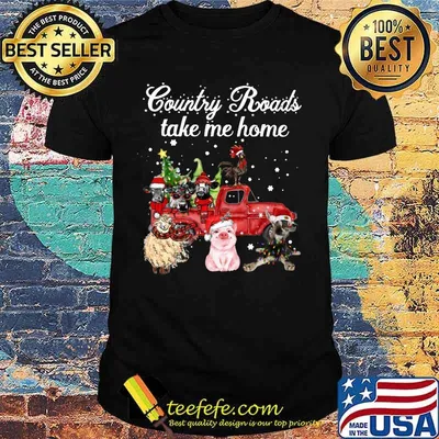 Merry christmas country roads take me home animals shirt