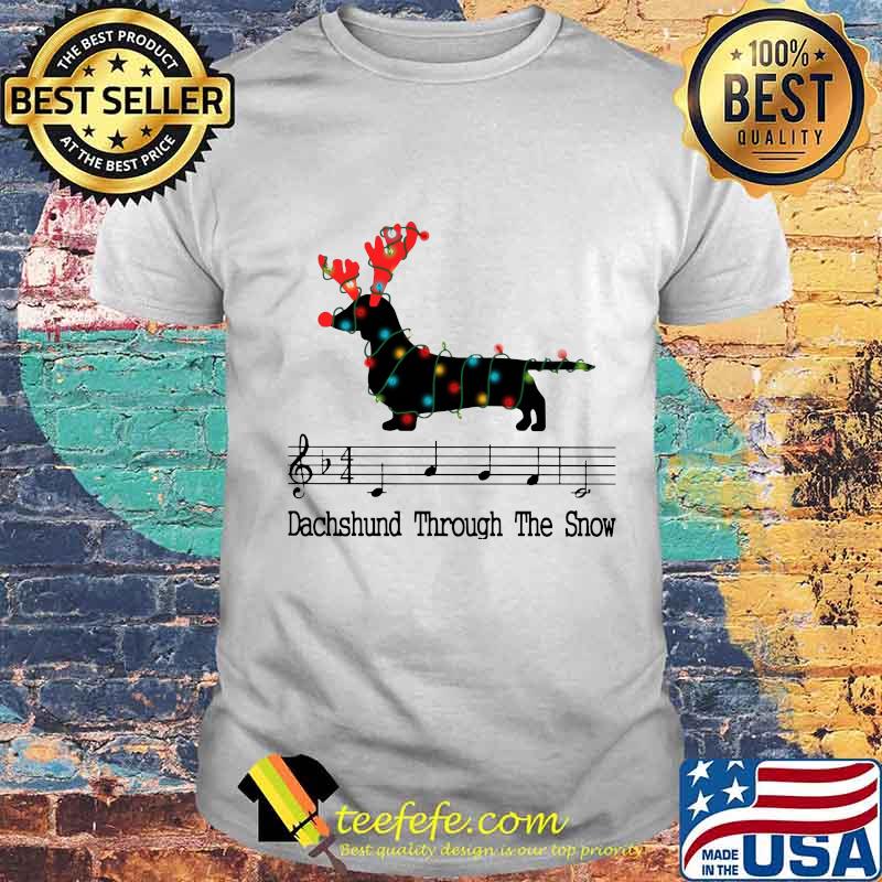 Merry christmas dachshund through the snow music lights shirt