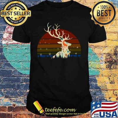 Merry christmas deer snow vintage retro shirt
