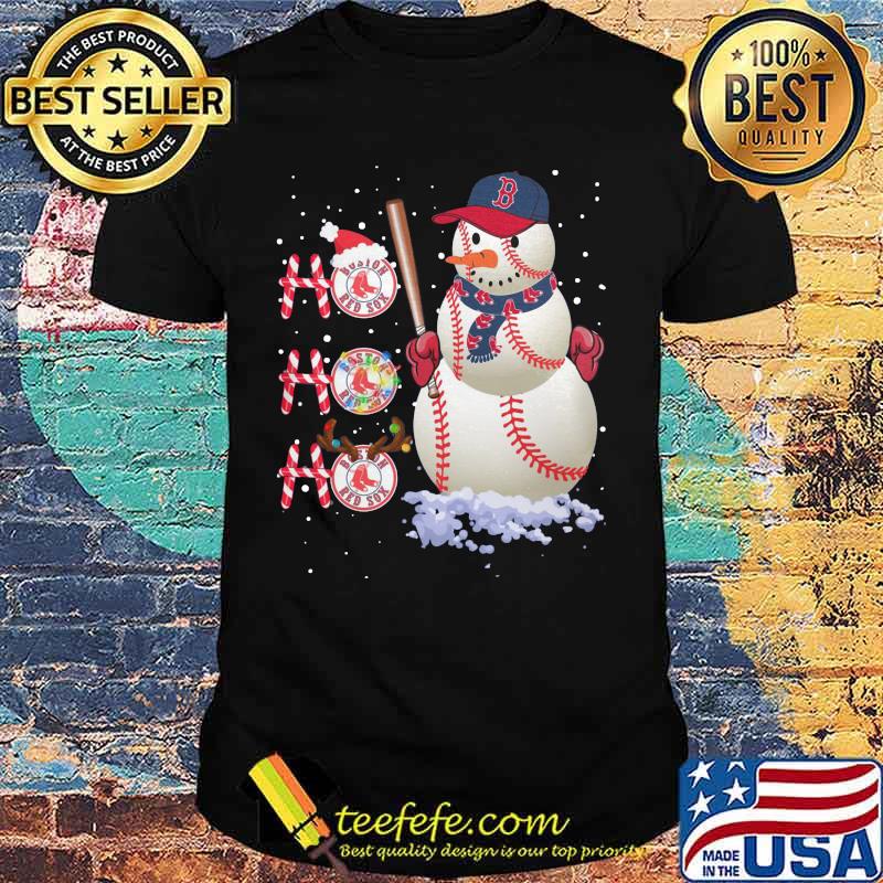 Merry christmas snowman boston red sox baseball ho ho ho shirt