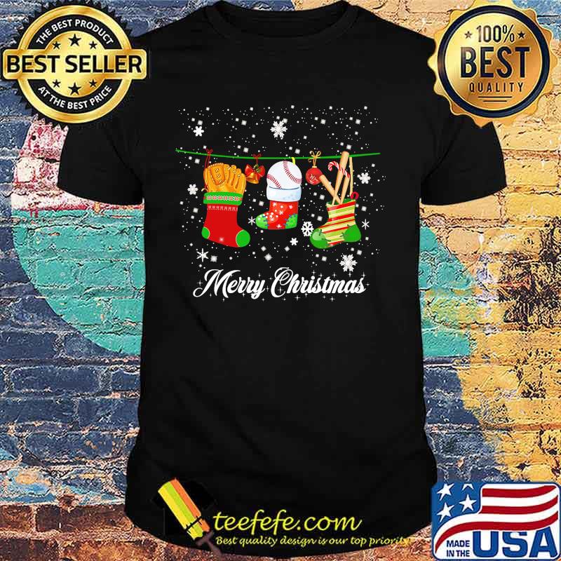 Merry christmas socks feet baseball snow shirt