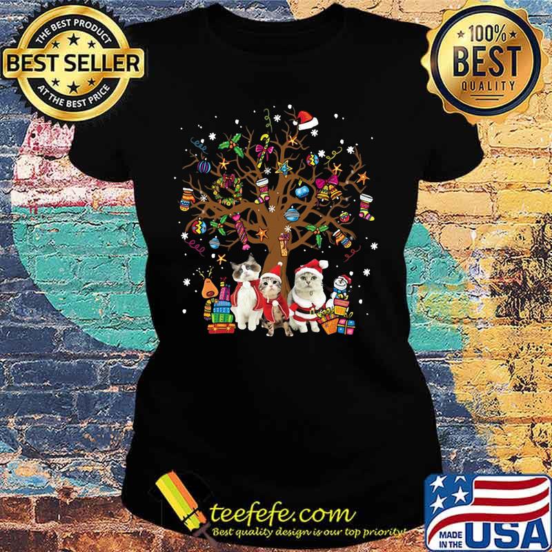 Merry christmas tree cats s Ladies tee Merry christmas tree cats s Ladies tee