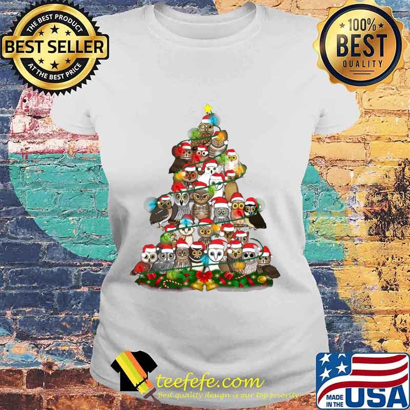 Merry christmas tree owl santa claus s Laides tee Merry christmas tree owl santa claus s Laides tee