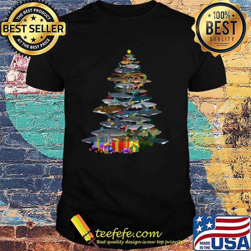 Merry christmas tree shark shirt