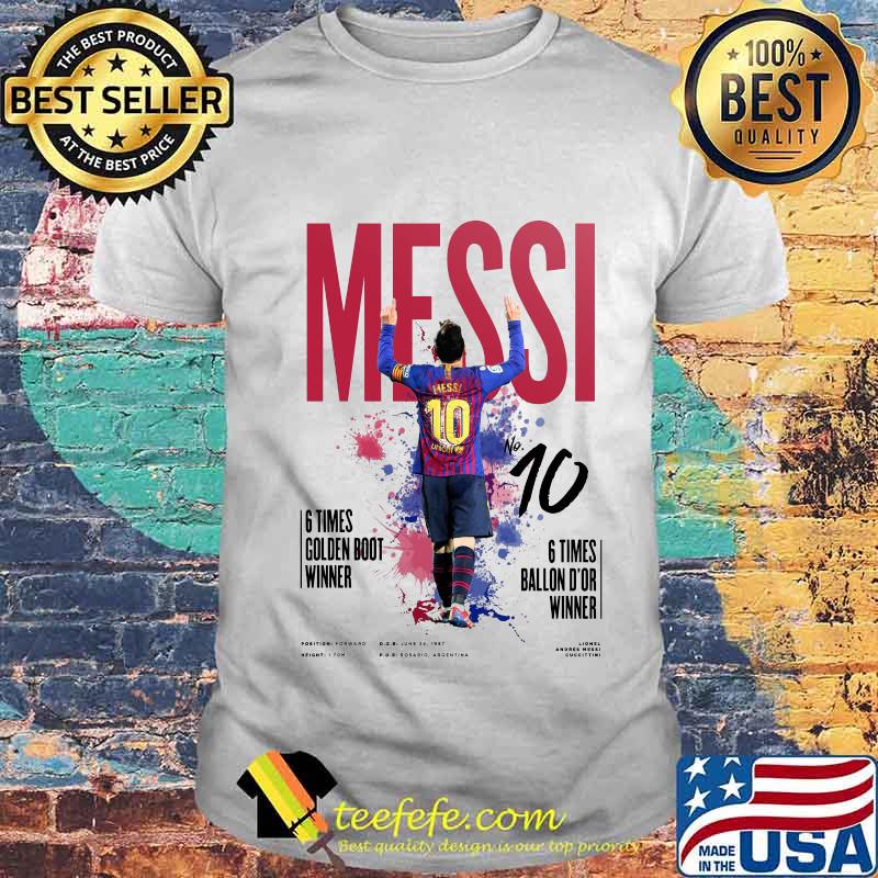 Messi no.10 6 times golden boot winner shirt