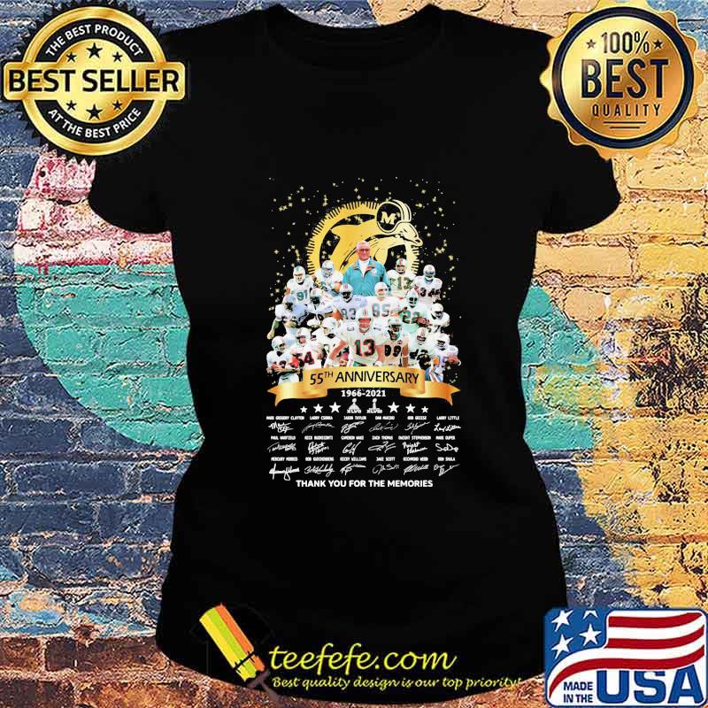 Miami dolphins 55th anniversary 1966 2021 thank you for the memories signatures s Ladies tee Miami dolphins 55th anniversary 1966 2021 thank you for the memories signatures s Ladies tee