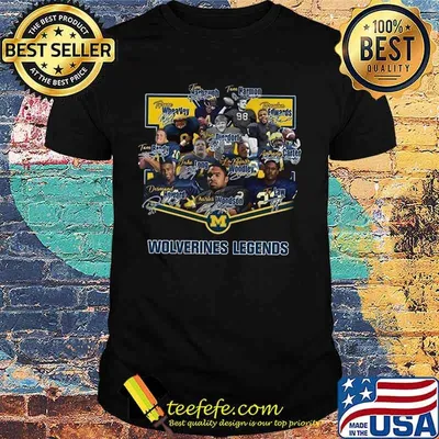 Michigan wolverines legends football players signatures shirt
