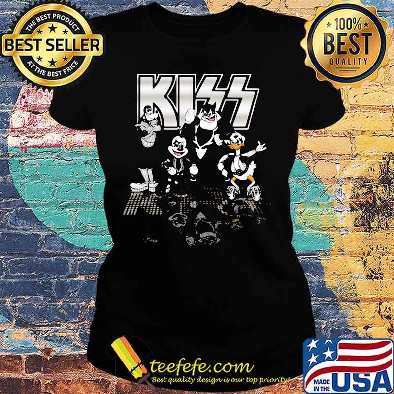 Mickey mouse cartoon characters kiss band s Ladies tee Mickey mouse cartoon characters kiss band s Ladies tee