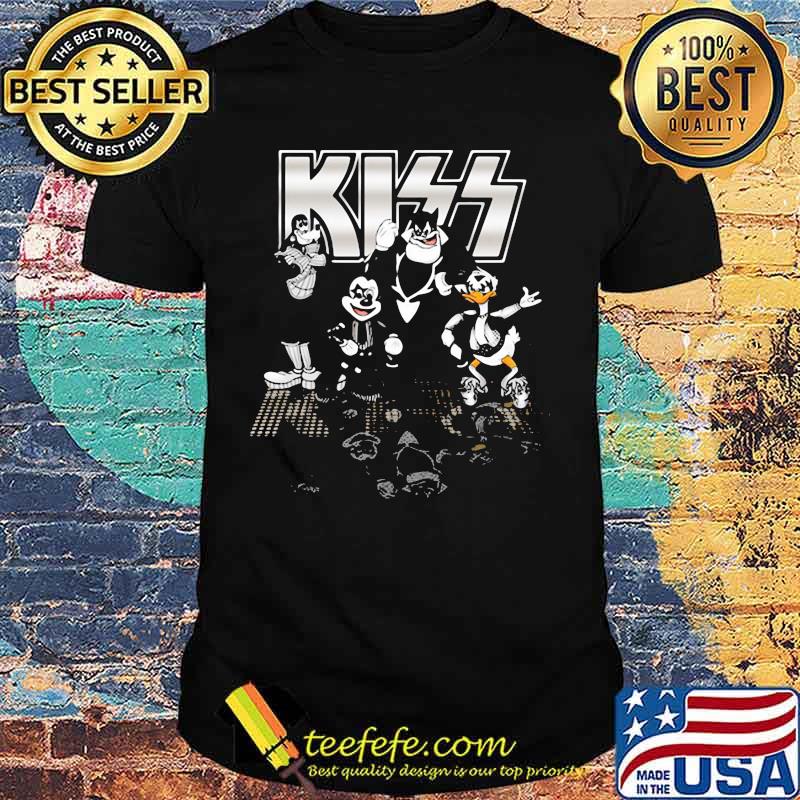Mickey mouse cartoon characters kiss band shirt