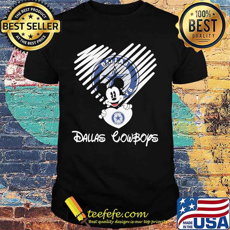 Mickey mouse hug heart dallas cowboys shirt