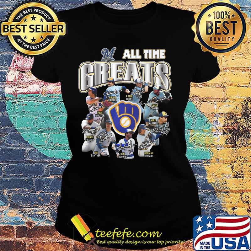 Milwaukee brewers baseball all time greats signatures s Ladies tee Milwaukee brewers baseball all time greats signatures s Ladies tee