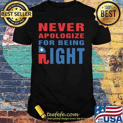 Never Apologize For Being Right Elephant Shirt