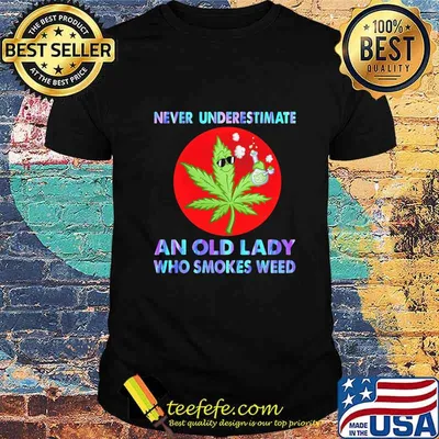 Never Underestimate An Old Lady Who Smokes Weed Blood Moon Shirt