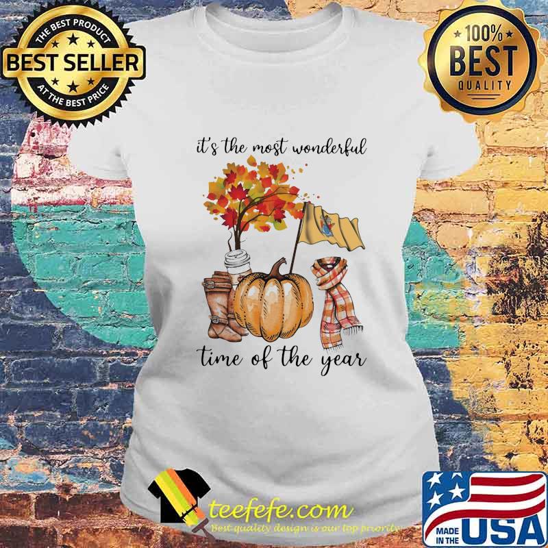 New jersey flag it's the most wonderful time of the year leaves s Laides tee New jersey flag it's the most wonderful time of the year leaves s Laides tee