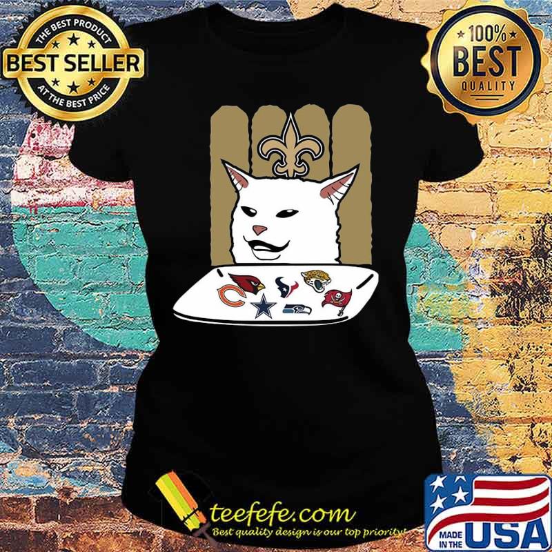 New orleans saints meme cat eat football logo s Ladies tee New orleans saints meme cat eat football logo s Ladies tee