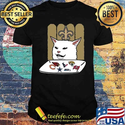 New orleans saints meme cat eat football logo shirt