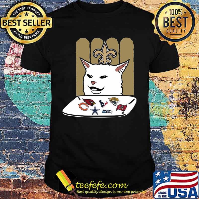 New orleans saints meme cat eat football logo shirt New orleans saints meme cat eat football logo shirt