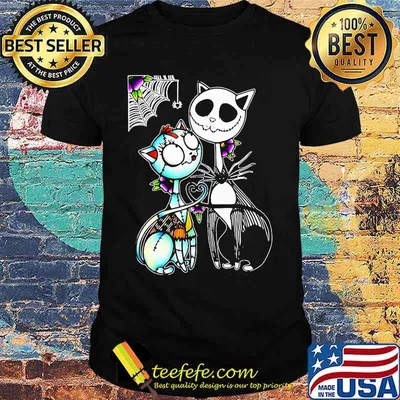 Nightmare cat jack skellington and sally skelllington shirt