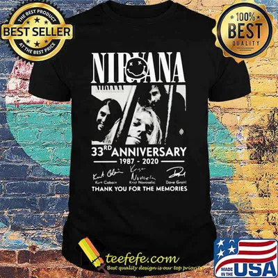 Nirvana 33rd anniversary 1987 2020 thank you for the memories signatures shirt