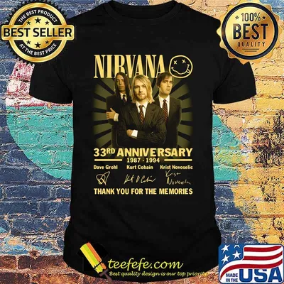 Nirvana 33rd anniversary 1987 2020 thank you for the memories signatures shirt