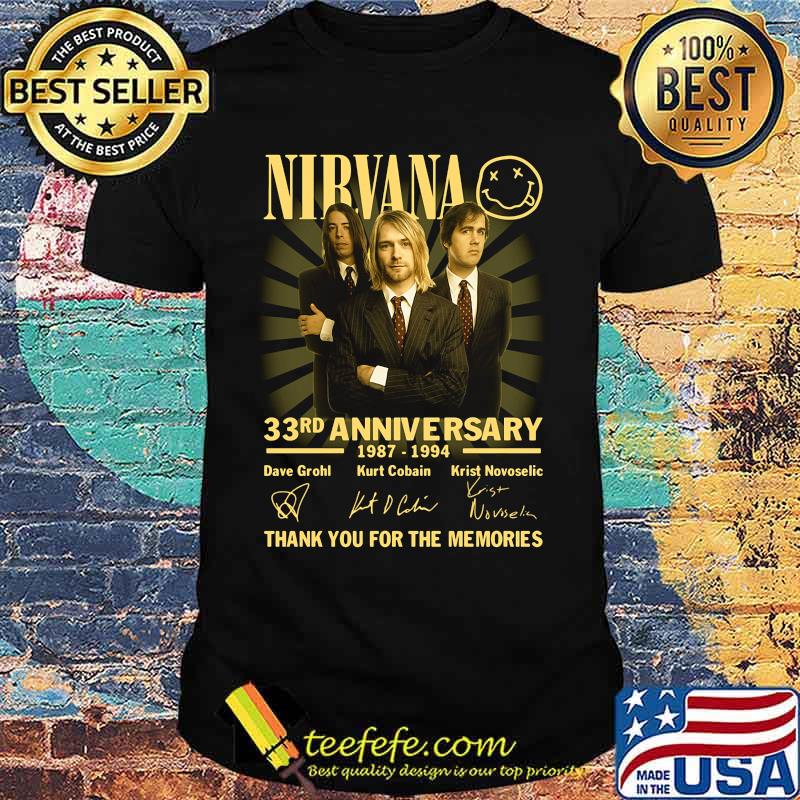 Nirvana 33rd anniversary 1987 2020 thank you for the memories signatures shirt